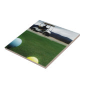 Carreau balles de golf colorées et chariot (Côté)