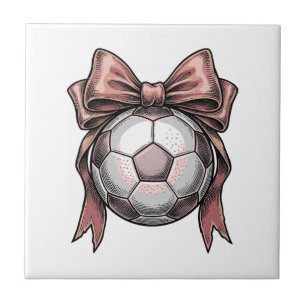 Carreau Ballon de football vintage à ruban rose