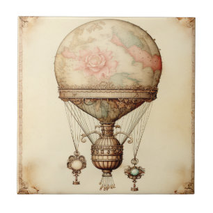 Carreau Ballon vintage vapeur à air chaud Floral