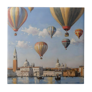 Carreau Ballons d'air au-dessus de la peinture à l'huile d