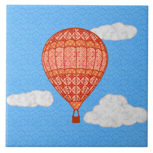 Carreau Ballotte à air chaud, Coral Orange contre un ciel (Devant)