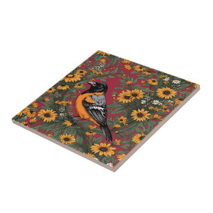Carreau Baltimore Oriole Oiseau Et Fleurs de Susan aux Yeu