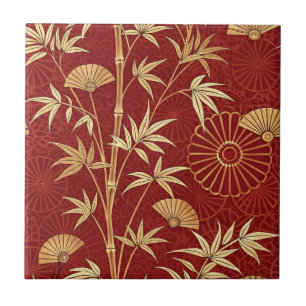 Carreau Bambou cramoisi de style est-asiatique (2)