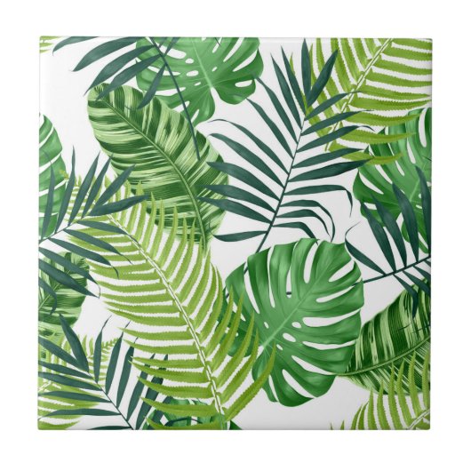Carreau Banana Monstera Palm Green Feuilles tropicaux (Devant)