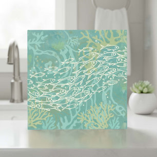 Carreau Banc de poissons dans le corail sarcelle ID1198