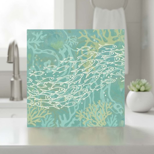 Carreau Banc de poissons dans le corail sarcelle ID1198