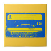 Carreau Bande Cassette Rétro Bleue et Jaune (Devant)