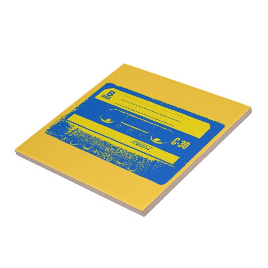 Carreau Bande Cassette Rétro Bleue et Jaune (Côté)