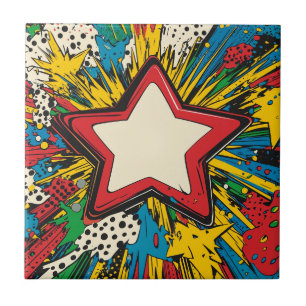Carreau Bande dessinée colorée Pop Art Starburst explosion