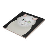 Carreau Bande dessinée de chat persan (blanc, Plat-Visage) (Côté)