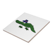 Carreau Bande dessinée de port de casquette de pêche (Côté)