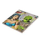 Carreau Bande dessinée de science fiction Alien rétro (Côté)