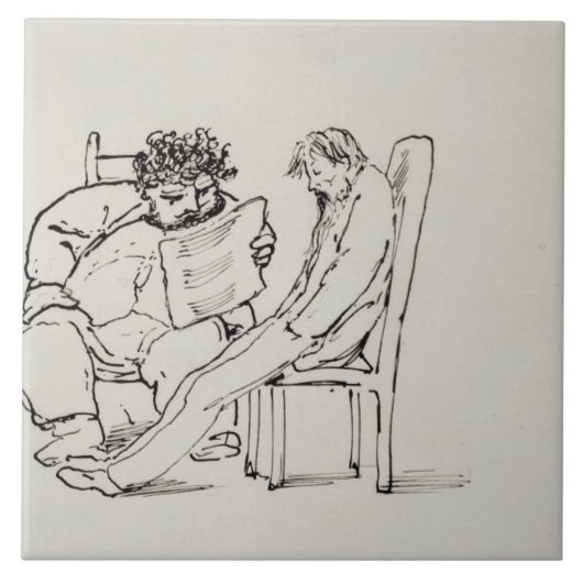 Carreau Bande dessinée de William Morris (1834-96) lisant (Devant)