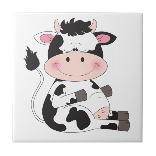 Carreau Bande dessinée mignonne de vache (Devant)
