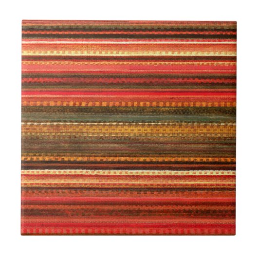 Carreau Bande textile de matériau rouge orange et vert ray (Devant)