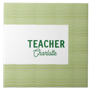 Carreau Bandes blanches vert citron professeur nom c