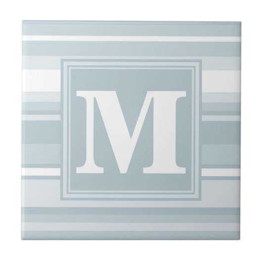 Carreau Bandes bleu glace monogramme (Devant)