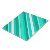 Carreau Bandes de bonbons en couches - turquoise et blanch (Côté)