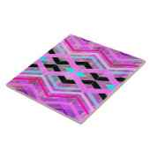 Carreau Bandes de croisement géométriques violettes roses  (Côté)