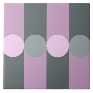 Carreau Bandes de géométrie rétro Cercles gris violet