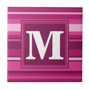 Carreau Bandes de monogramme fuchsia