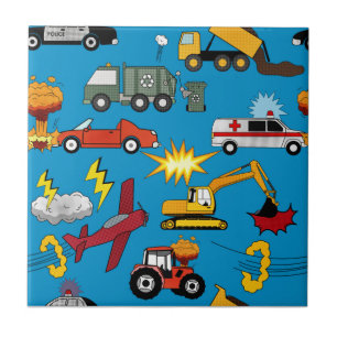 Carreau Bandes dessinées Camions Voitures Véhicules Avions