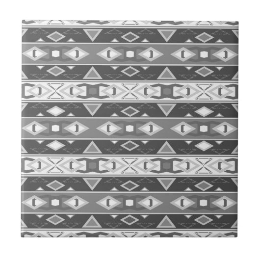 Carreau Bandes et formes géométriques gris blanc (Devant)