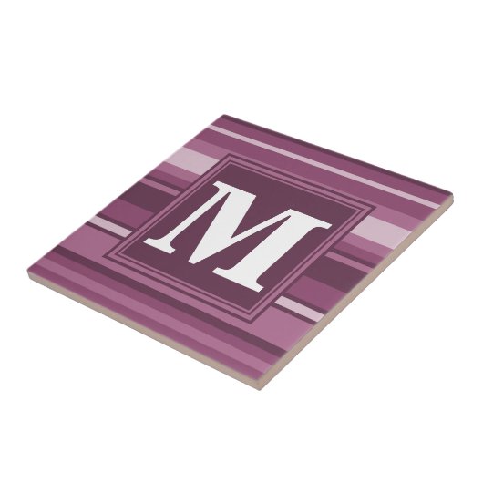 Carreau Bandes mauve monogrammes (Côté)