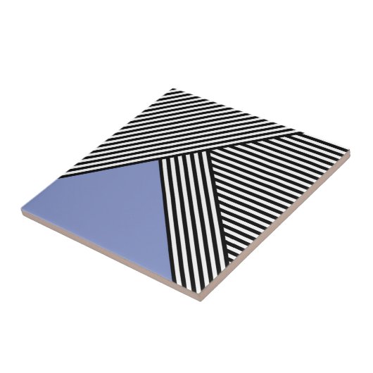 Carreau Bandes noires et blanches avec triangle bleu (Côté)