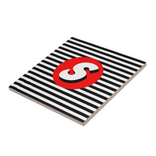 Carreau Bandes noires et blanches Monogram S.