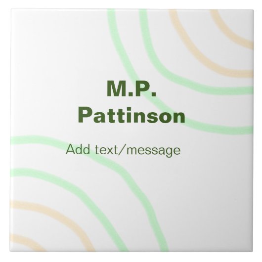 Carreau Bandes orange vertes ajouter le nom message texte  (Devant)