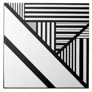 Carreau Bandes triangulaires en noir et blanc