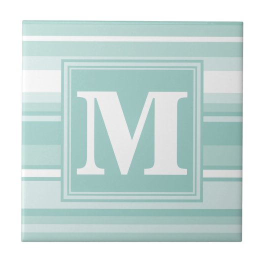 Carreau Bandes vertes de menthe monogramme (Devant)