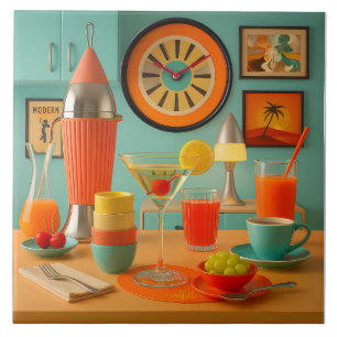 Carreau Bar à petit-déjeuner rétro-futuriste atomique Mart