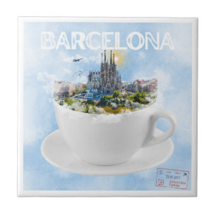 Carreau Barcelone dans un Teacup - Sagrada Familia Skyline