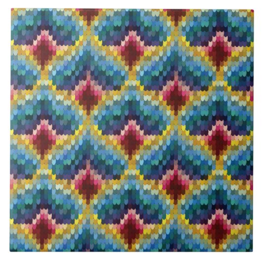 Carreau Bargello coloré broderie Boho Chic Motif (Devant)