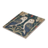 Carreau Barn Owl Couple William Morris style deux hiboux (Côté)