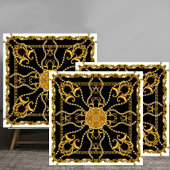 Carreau Baroque Gold Ornamental Chain Pattern on Black