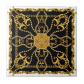 Carreau Baroque Gold Ornamental Chain Pattern on Black (Devant)