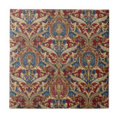 Carreau Baroque Heraldic Scrollwork Pat#4 Red Blue ID1194 (Devant)