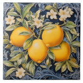 Carreau Baroque Lemon Botanical Ceramic Tile with Scrolls (Devant)