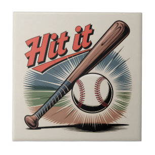 Carreau Baseball vintage "Hit It" Sports rétro