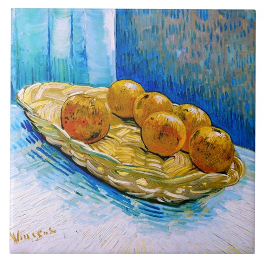 Carreau Basket avec Six Oranges Van Gogh Fine Art (Devant)