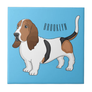 Carreau Basset hound dog cartoon illustration