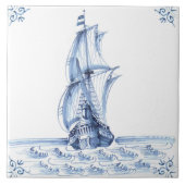 Carreau Bateau à voile Delft Blue Dutch Style Frigate Scho (Devant)