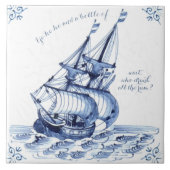 Carreau Bateau à voile Delft Blue Dutch Style Frigate Scho (Devant)