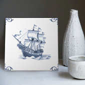 Carreau Bateau à voile Delft Blue Dutch Style Frigate Scho
