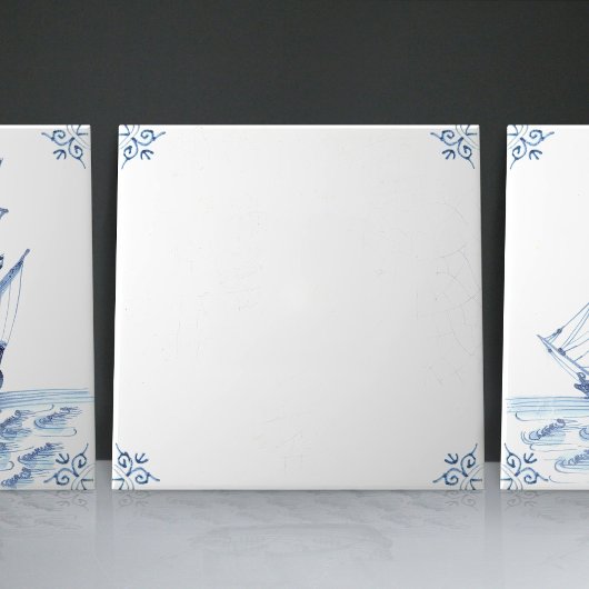 Carreau Bateau à voile Delft Blue Dutch Style Frigate Scho