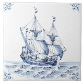 Carreau Bateau à voile Delft Blue Dutch Style Frigate Scho (Devant)