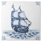 Carreau Bateau à voile Delft Blue Dutch Style Frigate Scho (Devant)